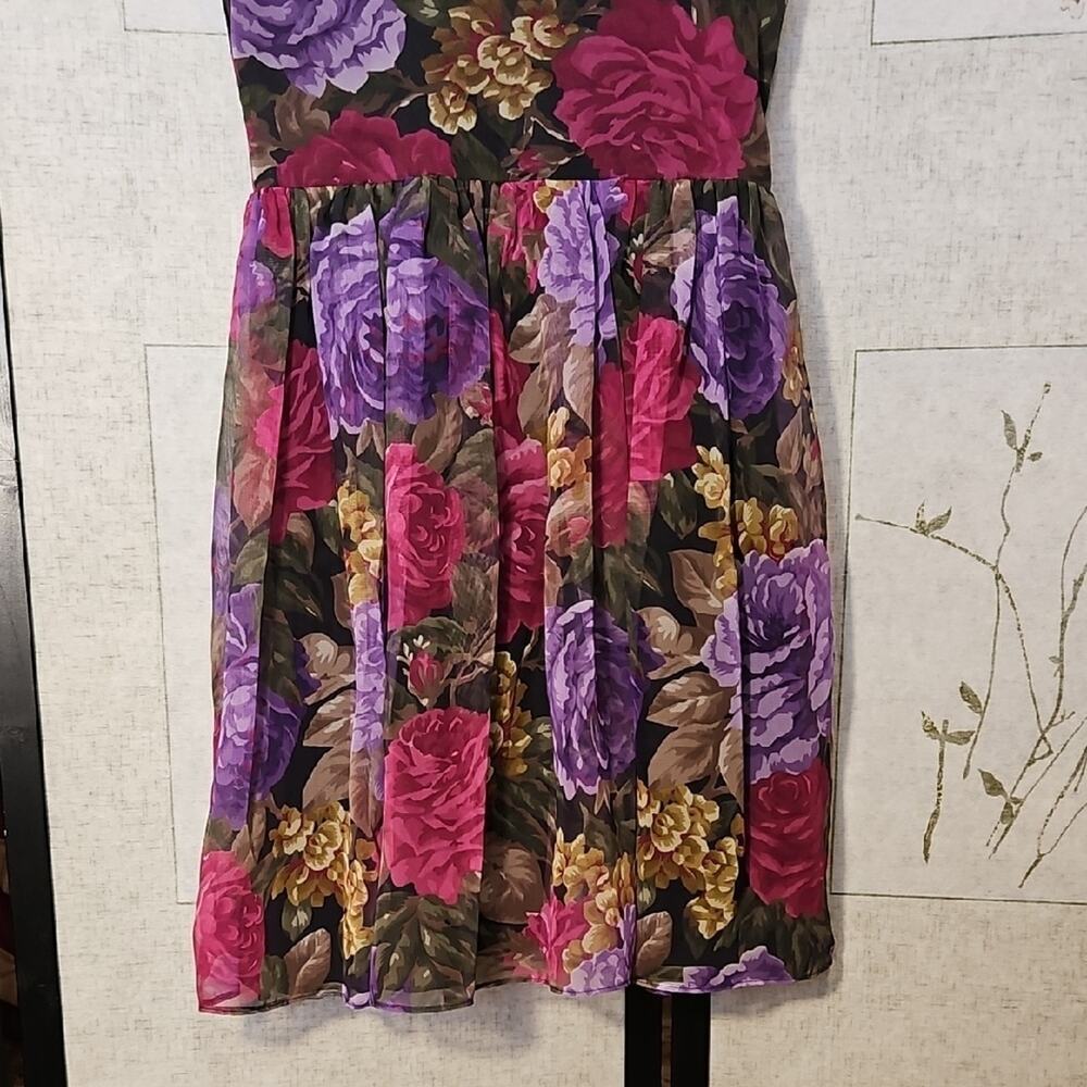 Jonathan Martin A-line Purple Pink Dress with Flutter Sleeves - Picture 4 of 7